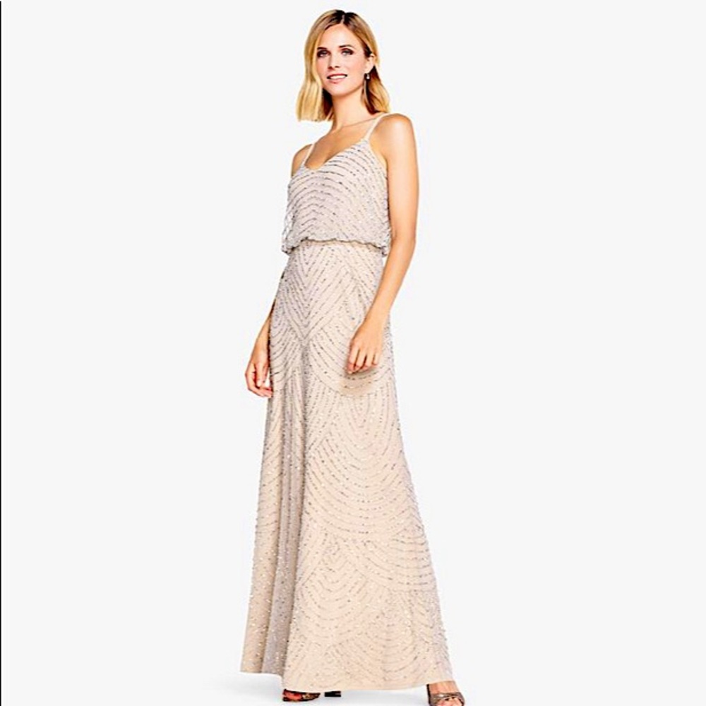 ART DECO BEADED BLOUSON SILVER NUDE bridesmaid